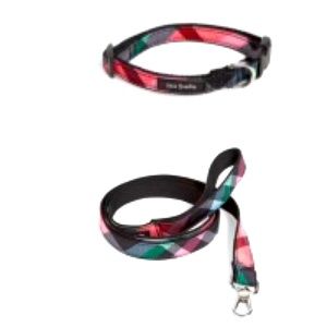 Vera Bradley Ribbons Plaid Large Pet Collar & Leash Set